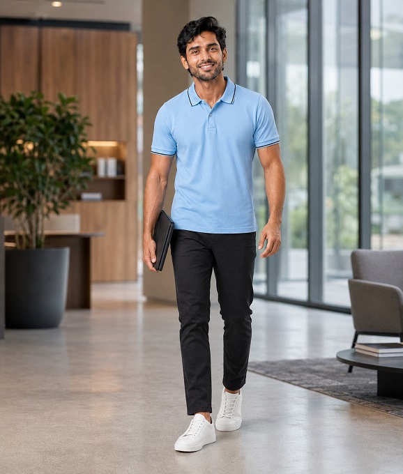 Sky Blue Polo Collar T Shirt for Men – Best Formal T Shirts Style