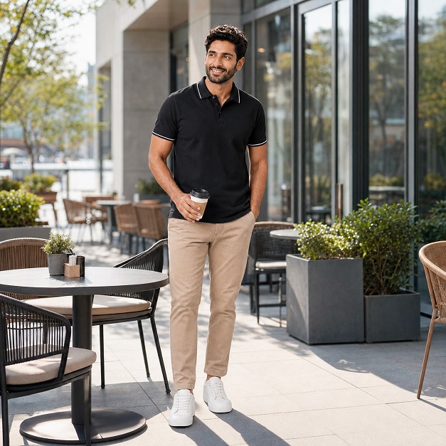 Polo Neck T Shirt – Premium Formal T Shirt for Men Black