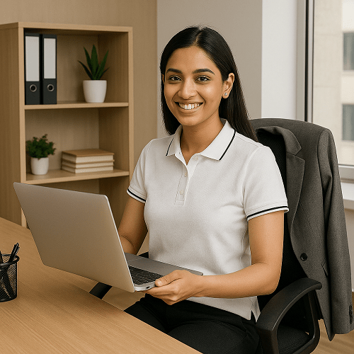 White Polo Formal T Shirt for Women | Office Wear T Shirt Ladies