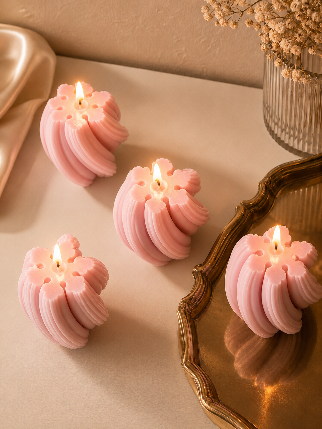 Luxury Pink Sculptural Decorative Soy Wax Candle