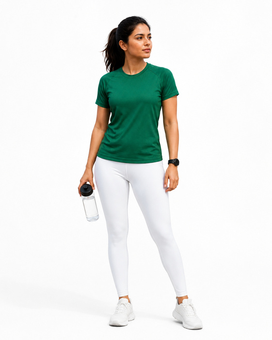 Green Sport T Shirt Women | Gym, Running, Football Tee